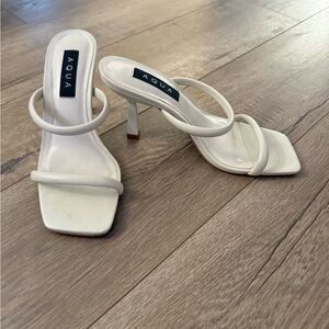 Aqua Women's Cream Strappy Heels